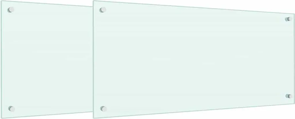 Vetro Temperato per Cucina Bianco 90x40 cm - Set 2 Alzatine Top