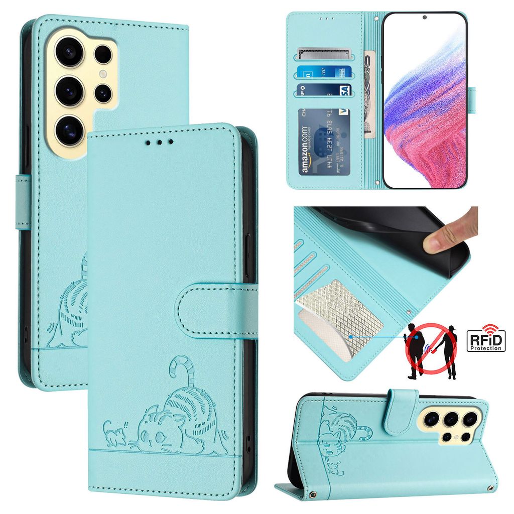 Leder Hülle für Samsung Galaxy S25 Ultra Süße Katze Flip Produktbild 