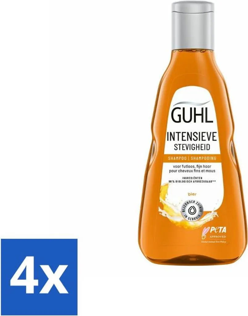 Guhl Shampoo Intensivo 250ml 4 Pezzi - Volume e Forza per Capelli Fini
