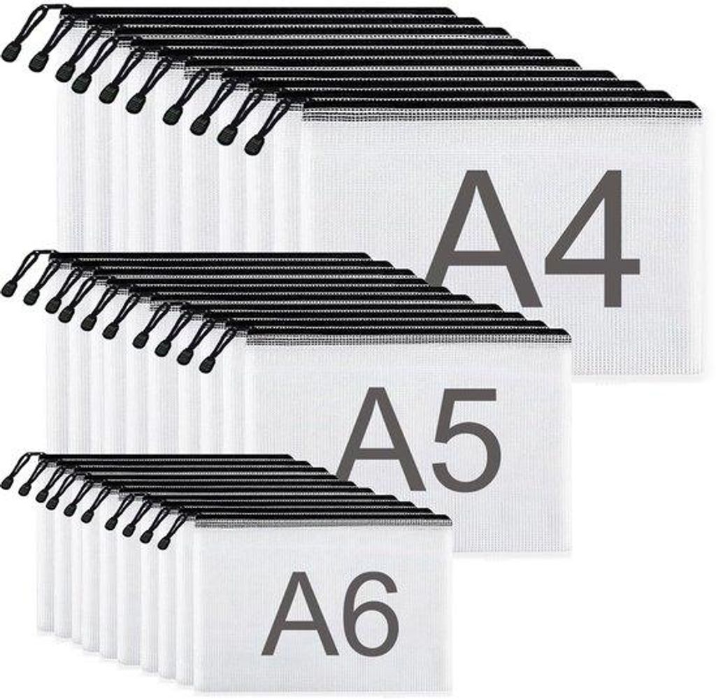 Wasserdichte Reisedokumententas mit Rits, A4 A5 A6 Größe, Mesh-Plastik-Rits, Reiseaccessoires