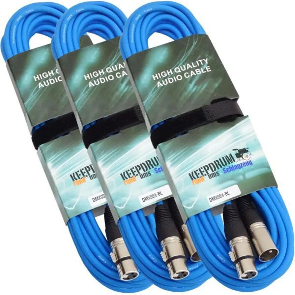 keepdrum 15m cavo DMX blu a 3 pin XLR 100-Ohm 3 pezzi