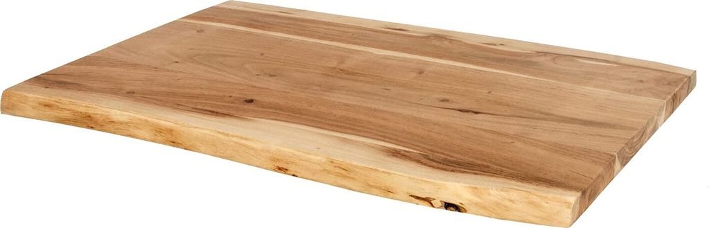 Tischplatte 60x40 cm Emilio, Holzplatte Akazienholz massiv + naturfarben + lackiert, Baumkanten-Platte für Heimwerker, Arbeitsplatten, Tische & Fe...