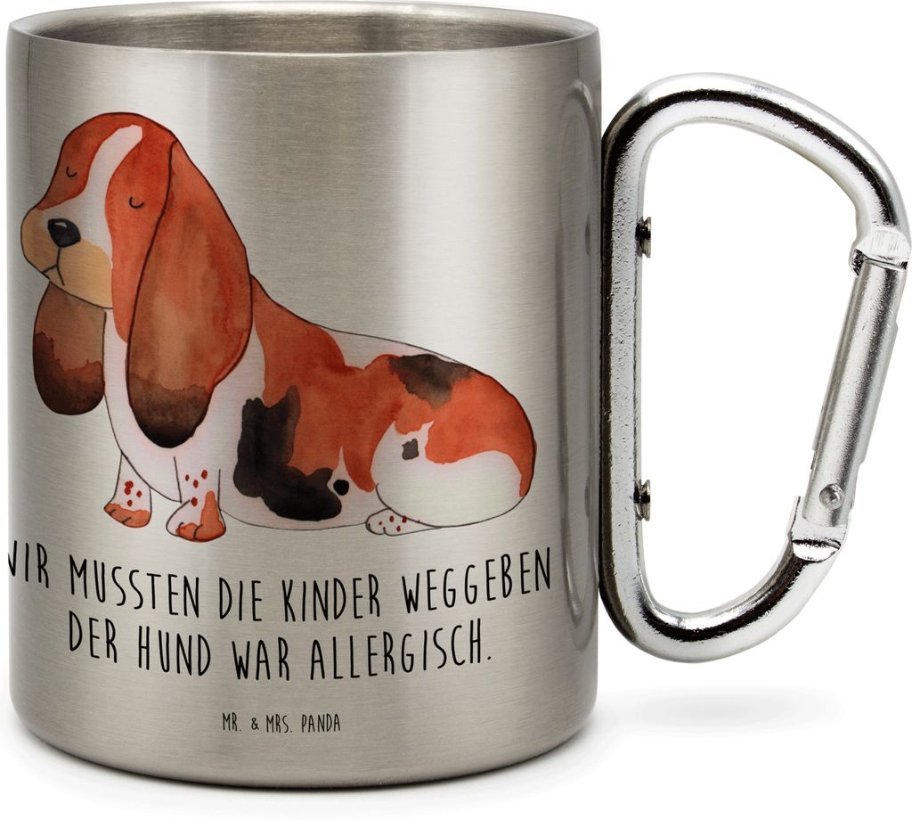 Mr. & Mrs. Panda Thermobecher Hund Basset Hound - Transparent - Geschenk, Trinkbecher Edelstahl, Becher Aus, Lustig, Teetasse, Sprüche, Süß, Ede...