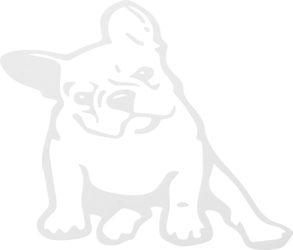 Reflektierende Stoßstangenaufkleber Weißes Quadrat Sitzender Bulldogge Mit Geneigtem Kopf Reflektierender Autoaufkleber Dekoration Fahrzeugkaross...
