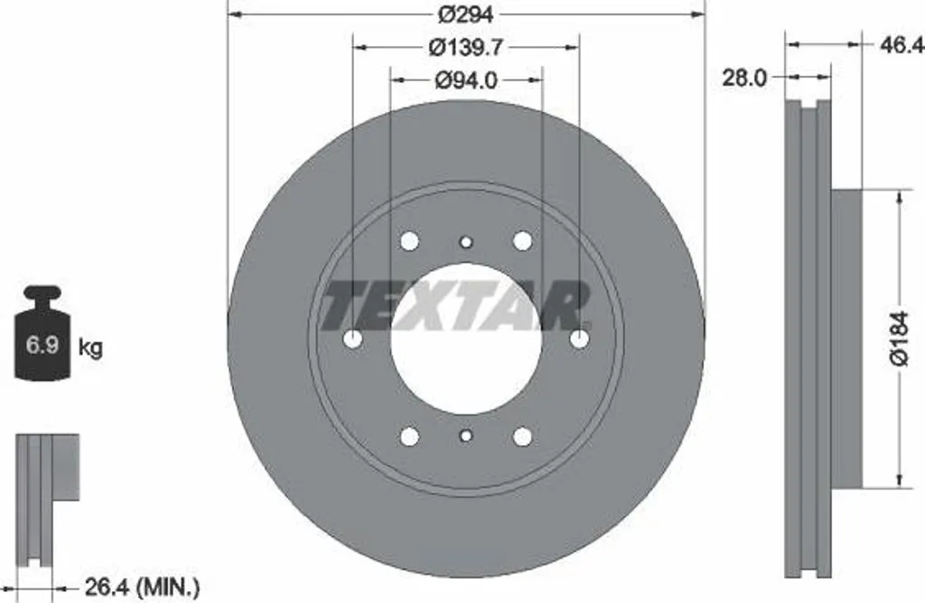 Textar 92180205 Disque de frein OE 6000609712 pour L200 Fullback Pajero