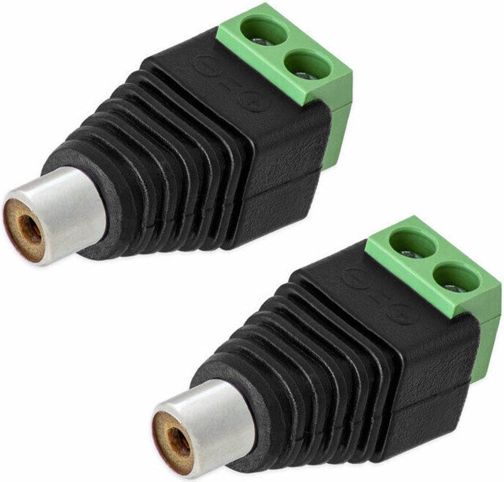 2X Cinch RCA-Buchse Adapter 2-pin Klemmen Terminalblock Chinch Stecker DC AV Block