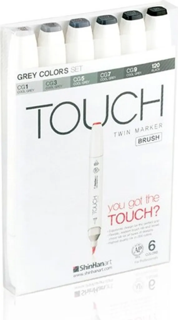 TOUCH Pennarelli Alcool 6 Pezzi Grigio Cool | Pennello e Scalpello Professionali - 1