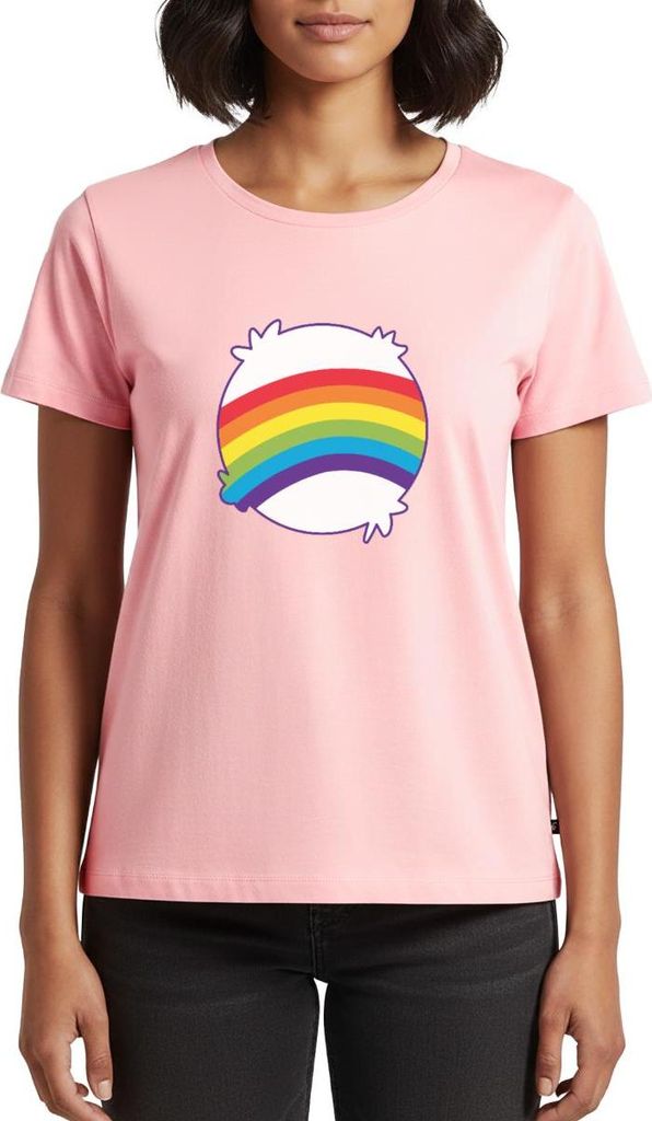 Spreadshirt Bärchi Glücksbär Regenbogen Lila Karneval Frauen Premium T-Shirt, 5XL, Rosa