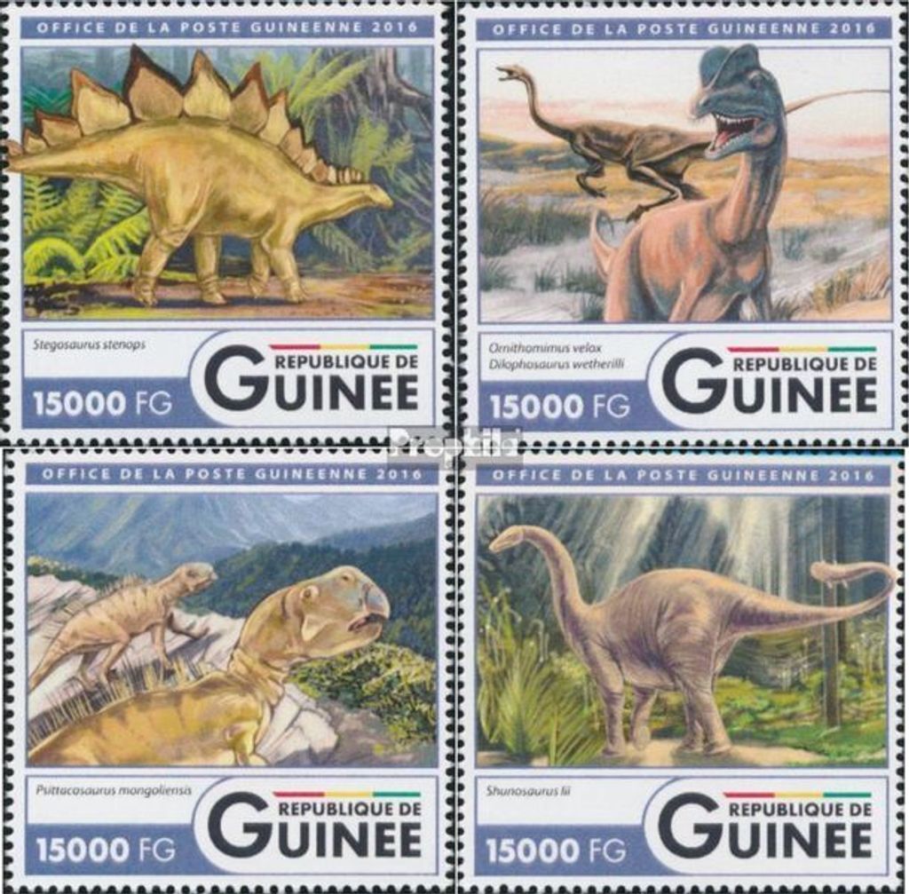 Briefmarken Guinea 2016 Mi 12031-12034 (kompl. Ausgabe) postfrisch Dinosaurier