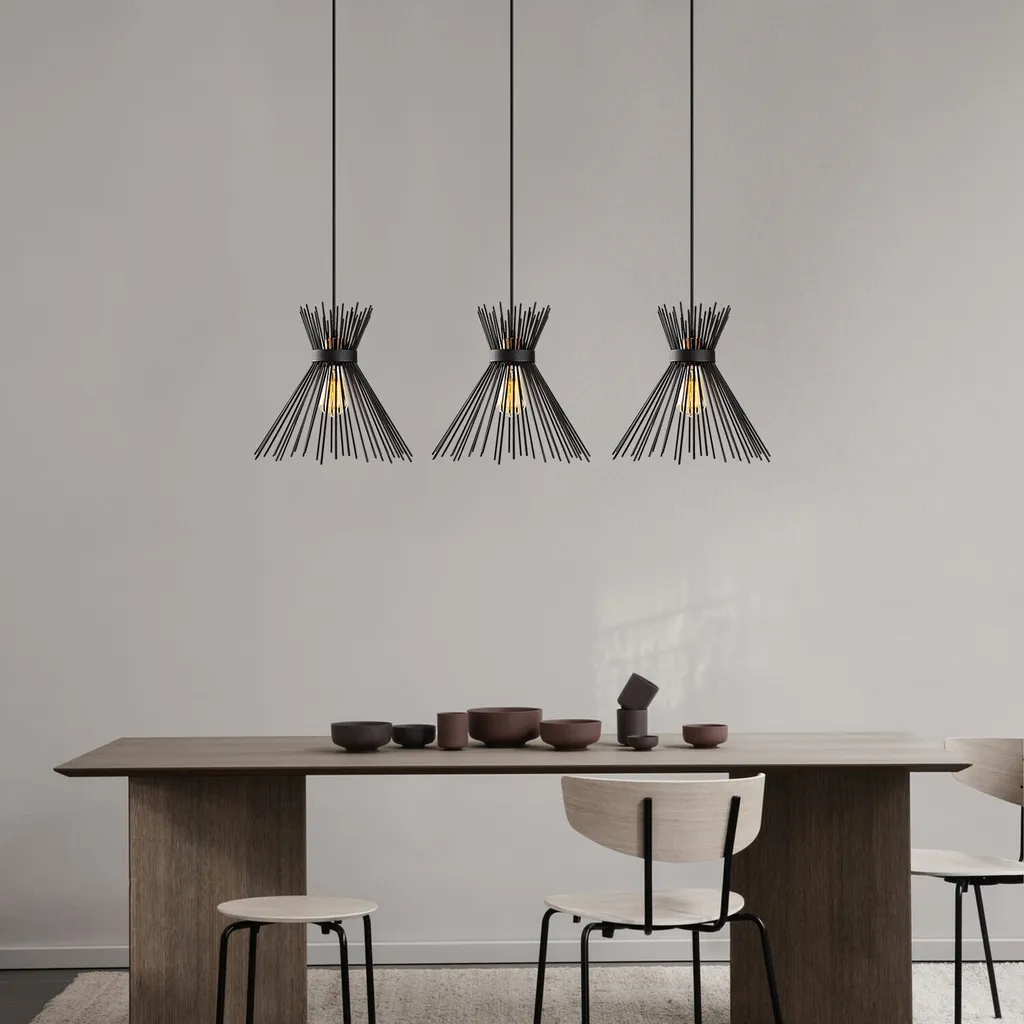 Lustre Kirpi OPV 104x30cm Noir : Solution d'Éclairage Grand Espace