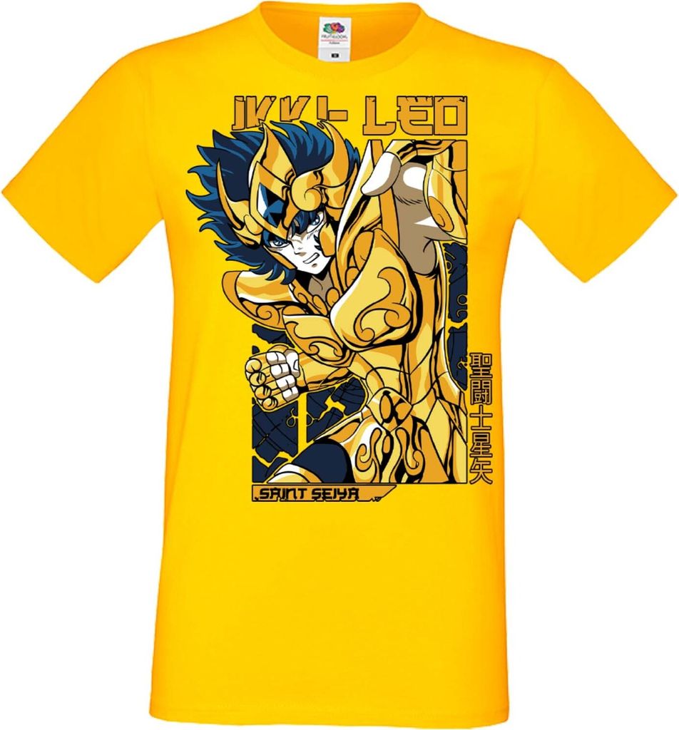 Herren T-Shirt Manga Anime Saint Anime Seiya Leo Aiolia 01 Leo, Man 2XL / Gelb