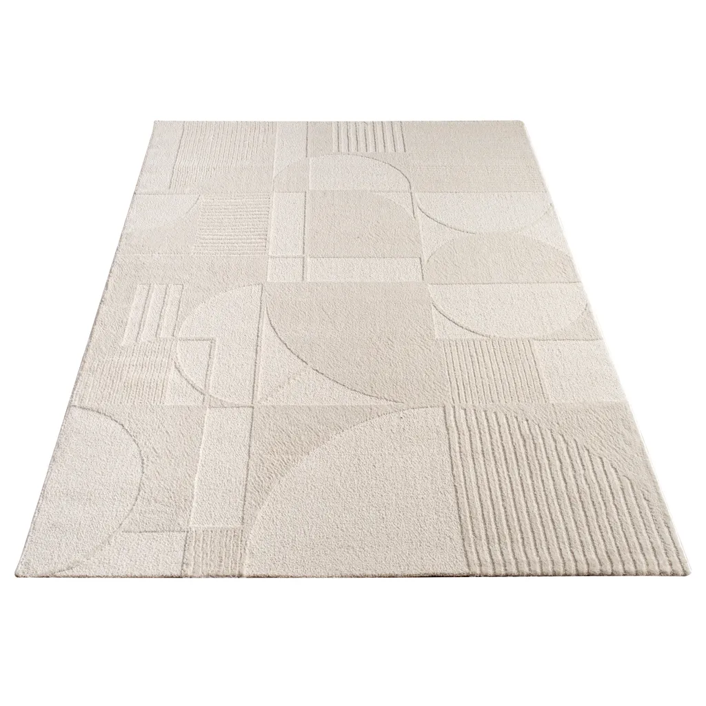Tapis de salon Japandi effet 3D relief moderne poils courts 160x230cm