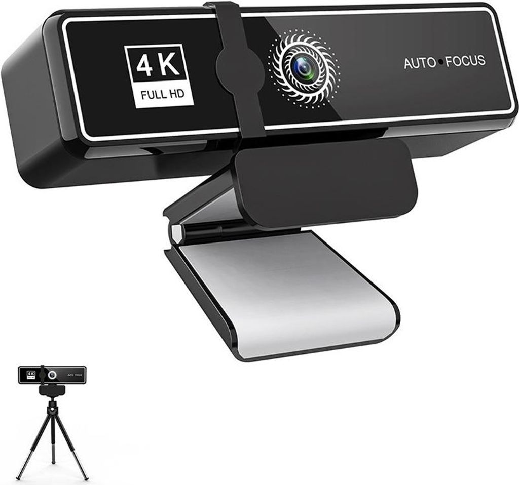 INF W9 Pro 4K HD USB Webcam mit Mikrofon & Abdeckung, 32GTF Karte Schwarz