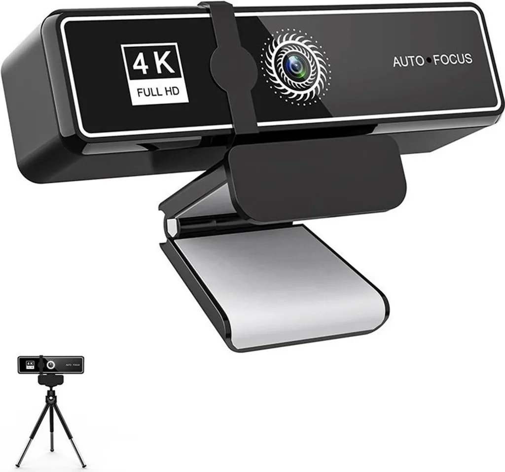 Webcam 4K Anti-Piratage avec Cache Privé et Micro pour Bureau
