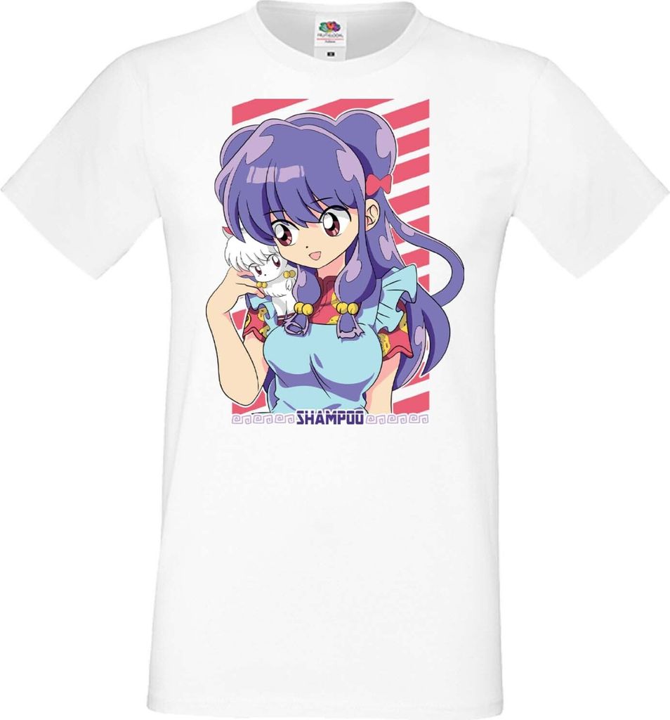 Herren T-Shirt Manga Anime Ranma Shampoo, Man 2XL / Weiß