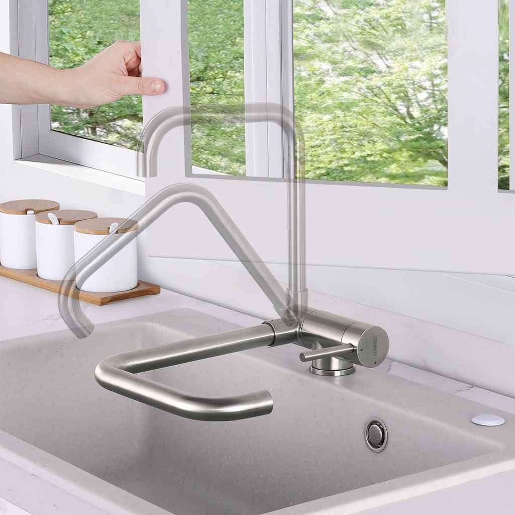 360° Drehbar Spültischarmatur, 90° Klappbar Wasserhahn Produktbild 
