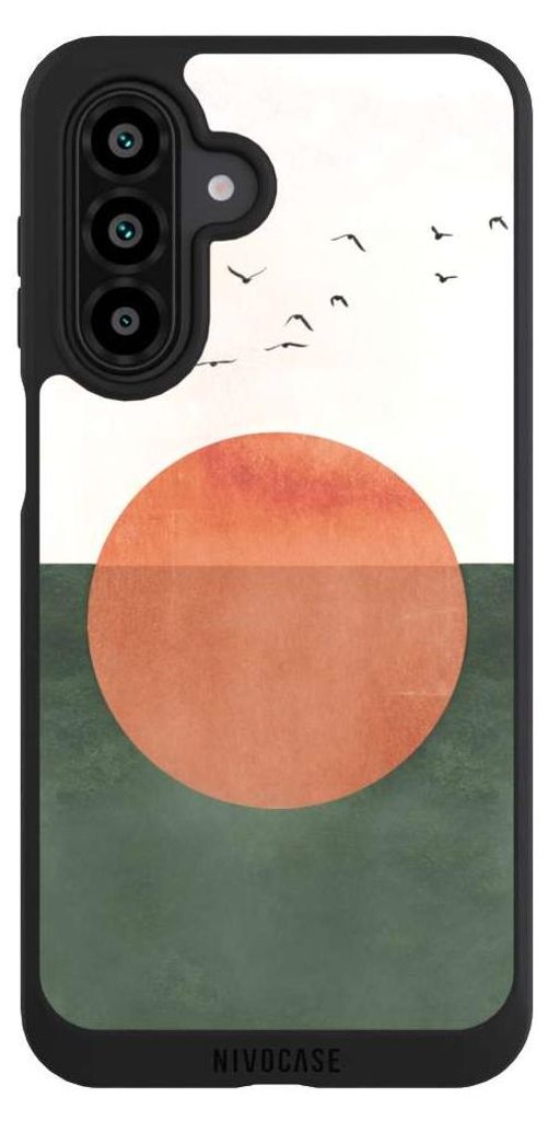 NIVOCASE Handyhülle für Samsung Galaxy A17 5G Hülle NIVOpure Case Schwarz Sonnenschein Sonnenuntergang Vogel
