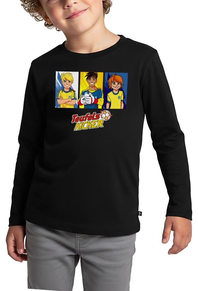 Spreadshirt Teufelskicker Moritz, Mehmet Und Catrina Kinder Premium Langarmshirt, 122/128 (6 Jahre), Schwarz