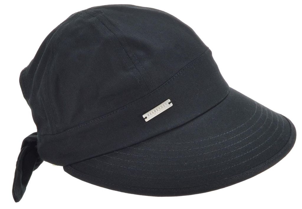 Seeberger Schildkappe aus 100% Baumwolle mit Schleife hinten in schwarz