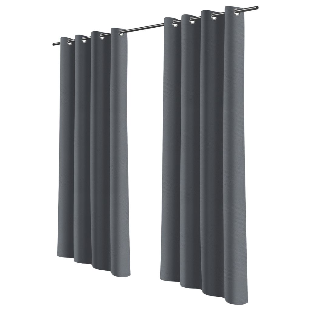 Hengda 1er-Set Outdoor Vorhang mit Ösen Gardinen Verdunkelungsvorhang Blickdicht Garten Patio Balkon Dunkelgrau 132 x 244cm
