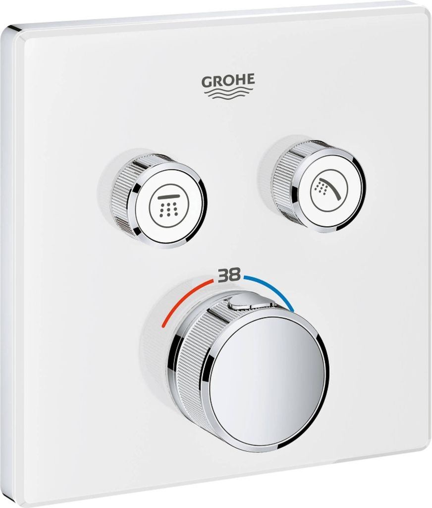 Grohe Grohtherm SmartControl Thermostat mit zwei Absperrventilen, Wandrosette moon white, 29156LS0