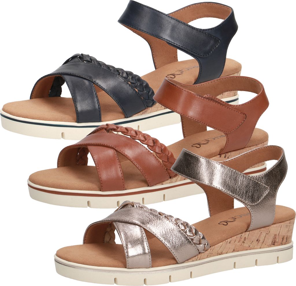 Caprice Damen Sandalen Leder Sandaletten Keilabsatz 9-28709-26, Größe:39 EU, Farbe:Grau