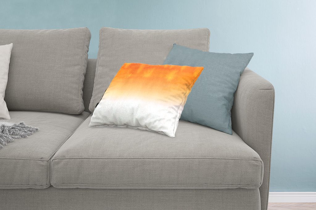 MuchoWow Zierkissen Sofakissen Wohnzimmer Dekokissen 60x40 cm Aquarell - Weiß - Orange - Kopfkissen - Polster mit Foto