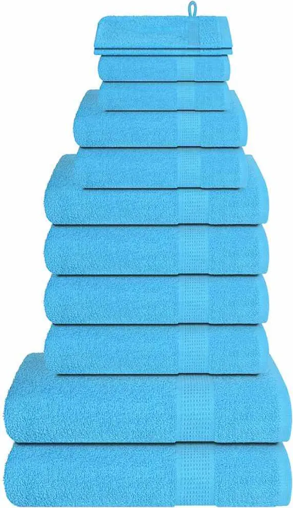 Set Bagno 12 Pezzi FROGN Turchese - Spugna Cotone 360 g/m²