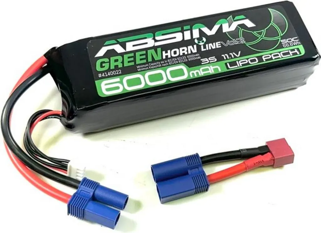 Batterie LiPo 3S 11.1V 6000mAh Greenhorn Vol.2 avec prise EC5 T-Plug