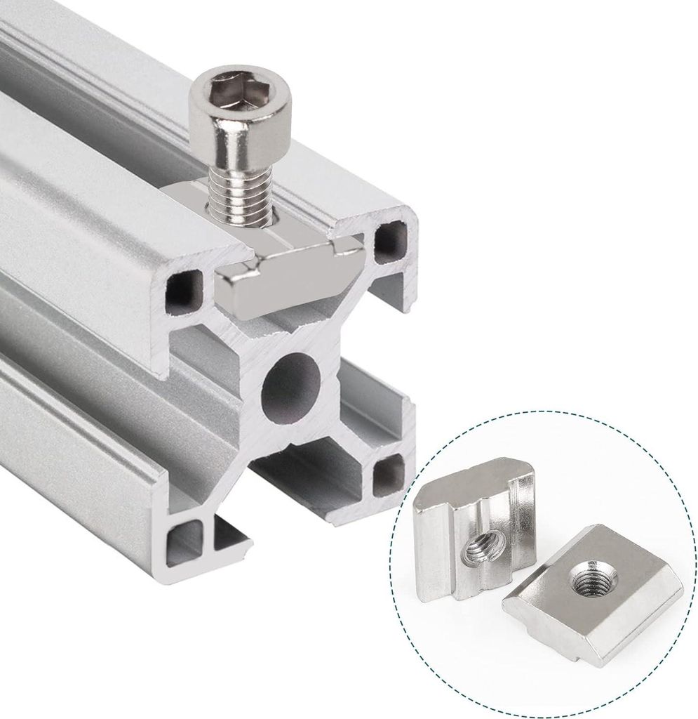 Leryati Nut M8, 50 Stück, T-Nut, Kohlenstoffstahl, Nutsteine, lange Aluminium-Profil-Extrusionsnut, Nut 8, Typ B, Standard 30-Serie