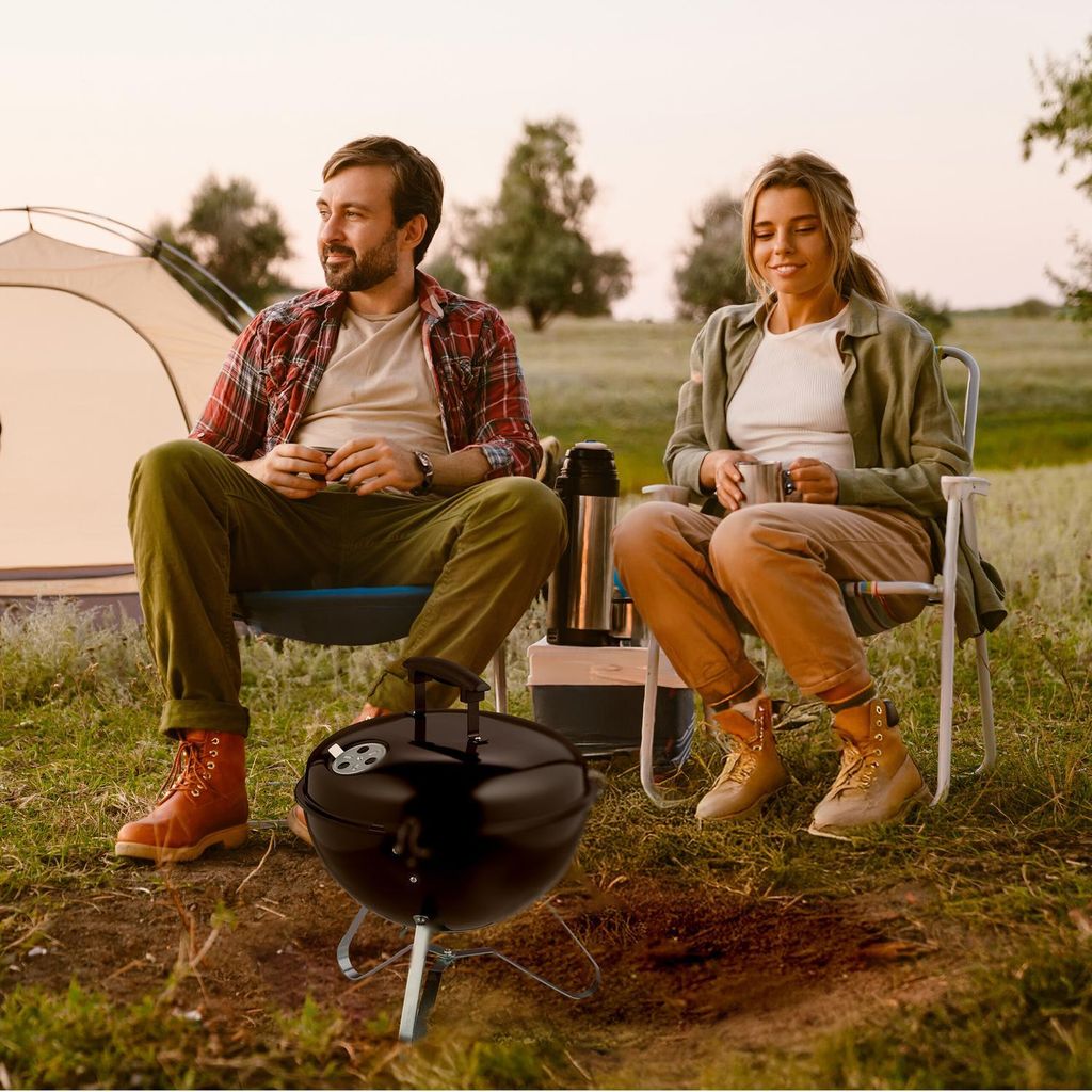 Tragbarer Holzkohle-Kugelgrill, 37 cm - Ideal fürs Camping