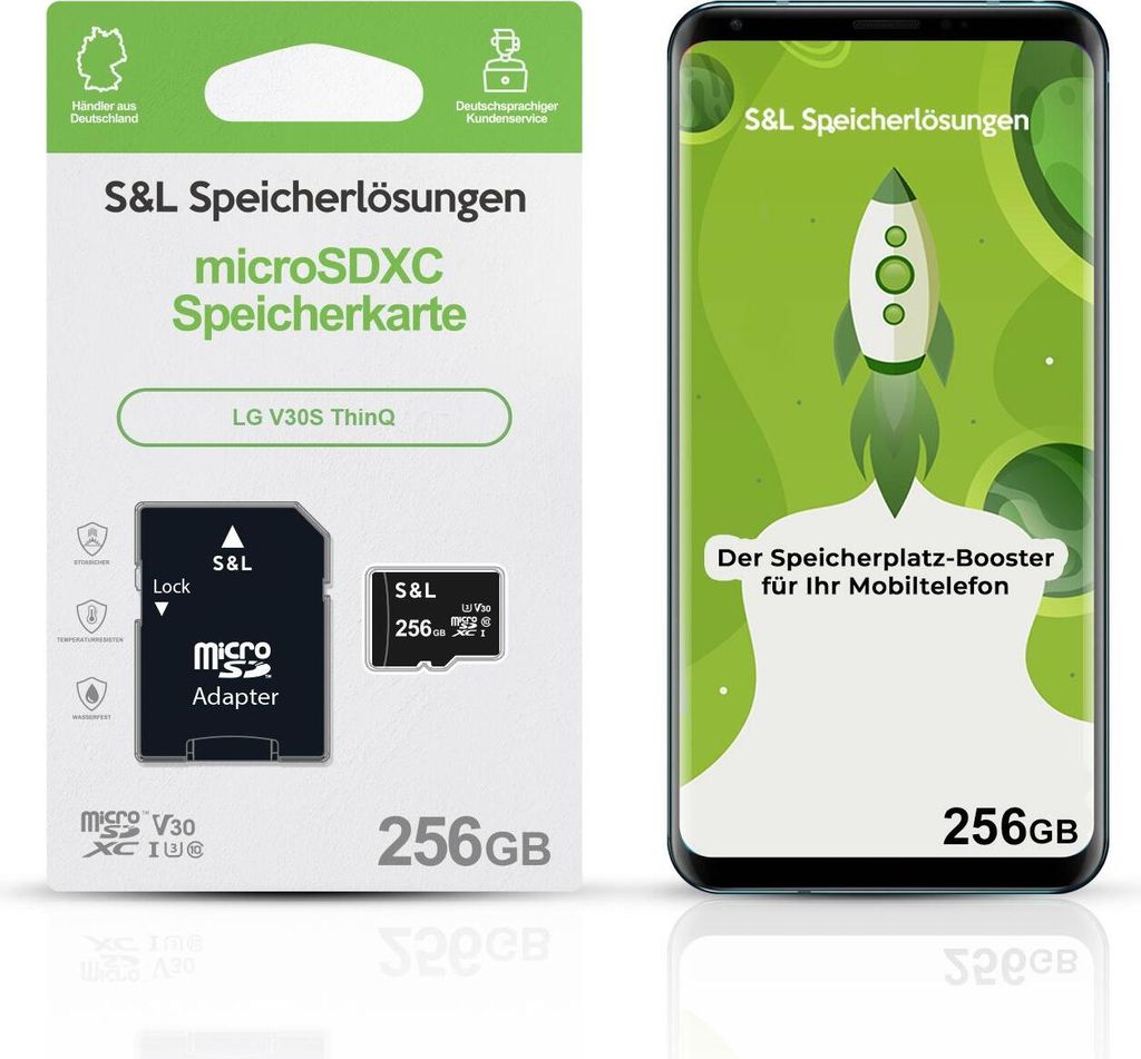 microSD Speicherkarte S&L für LG V30S ThinQ - Speicherkapazität: 256 GB