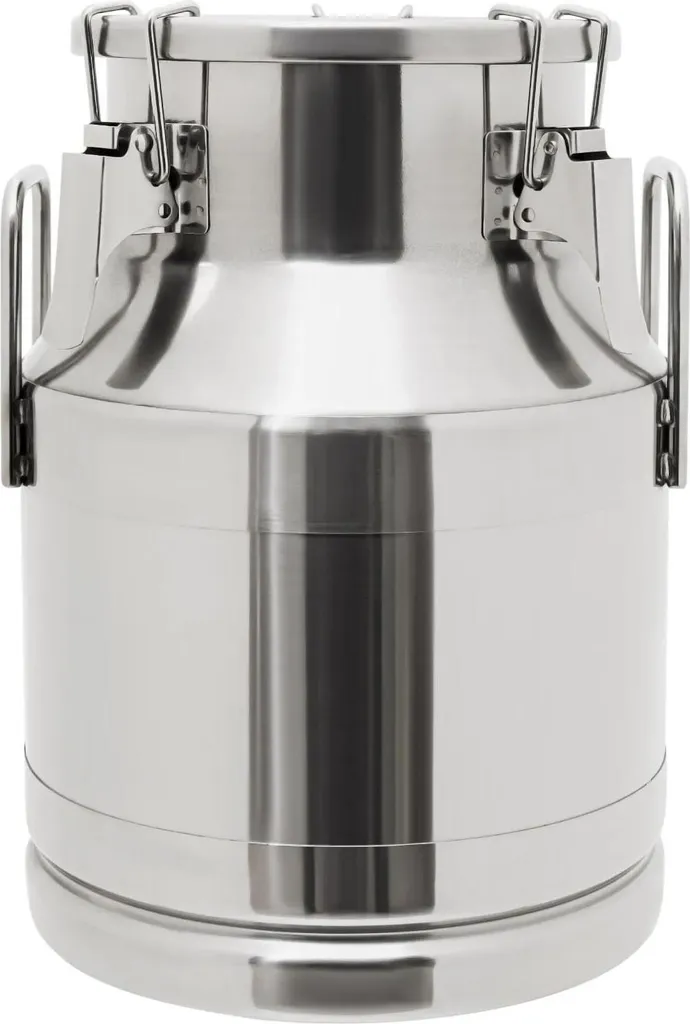 Fusto Inox 10 Litri Chiusura Stagna - Bidone Latte Riutilizzabile Argento