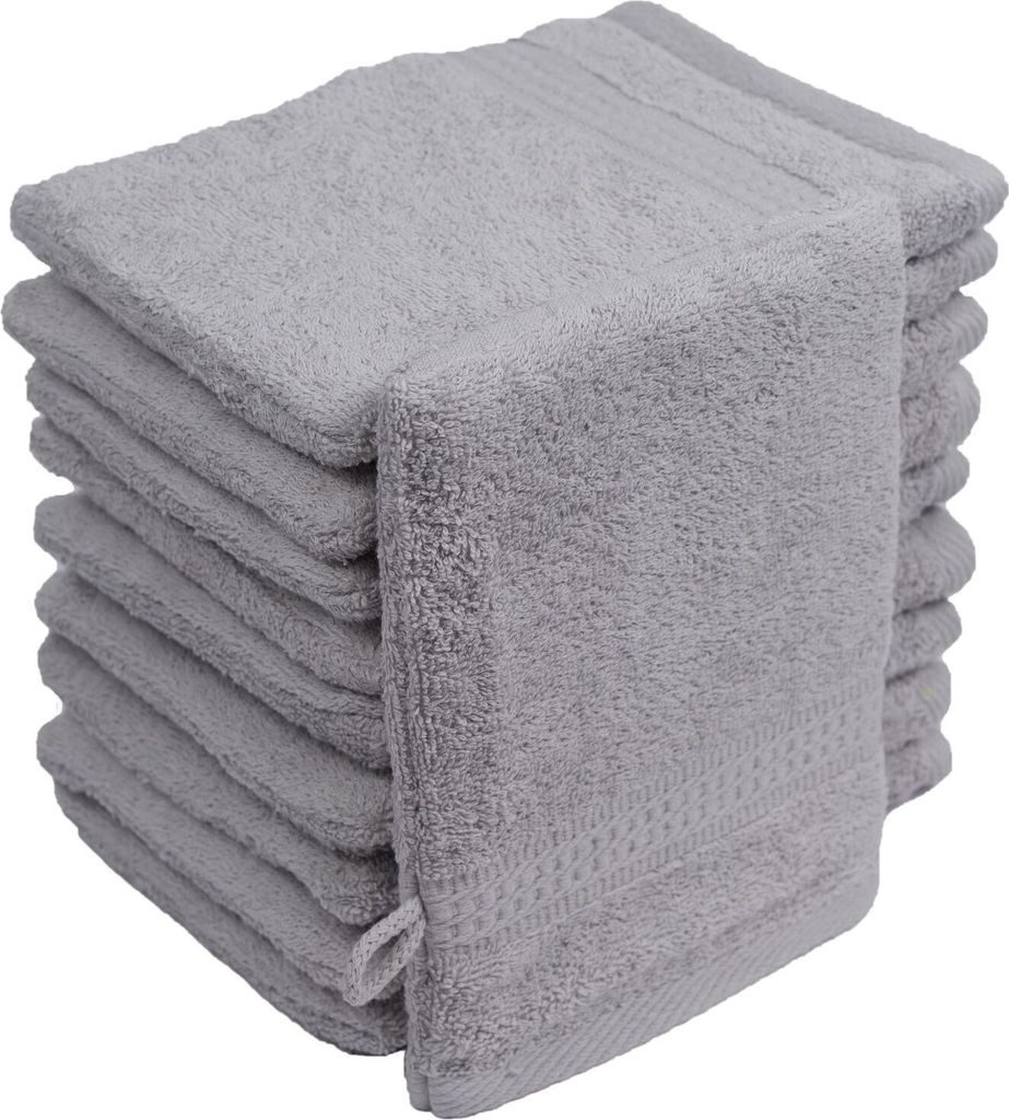 Waschhandschuhe Waschlappen 10er Set Silber / Hellgrau 100 Produktbild 