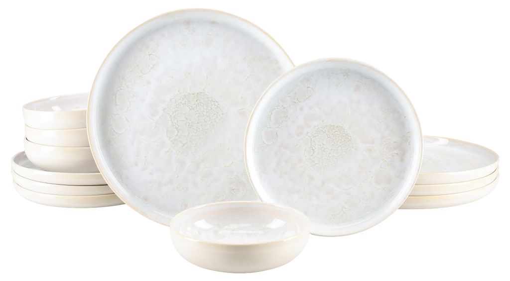 CreaTable, 25394, Yuki Weiss, Tellerset 12-tlg, Steinzeug Produktbild 