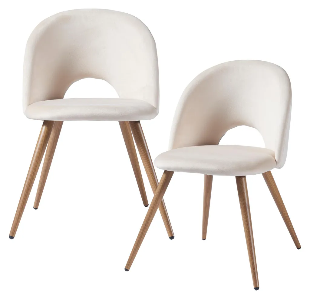 Lot de 2 chaises Karijoki salle à manger velours beige et métal 77x50cm
