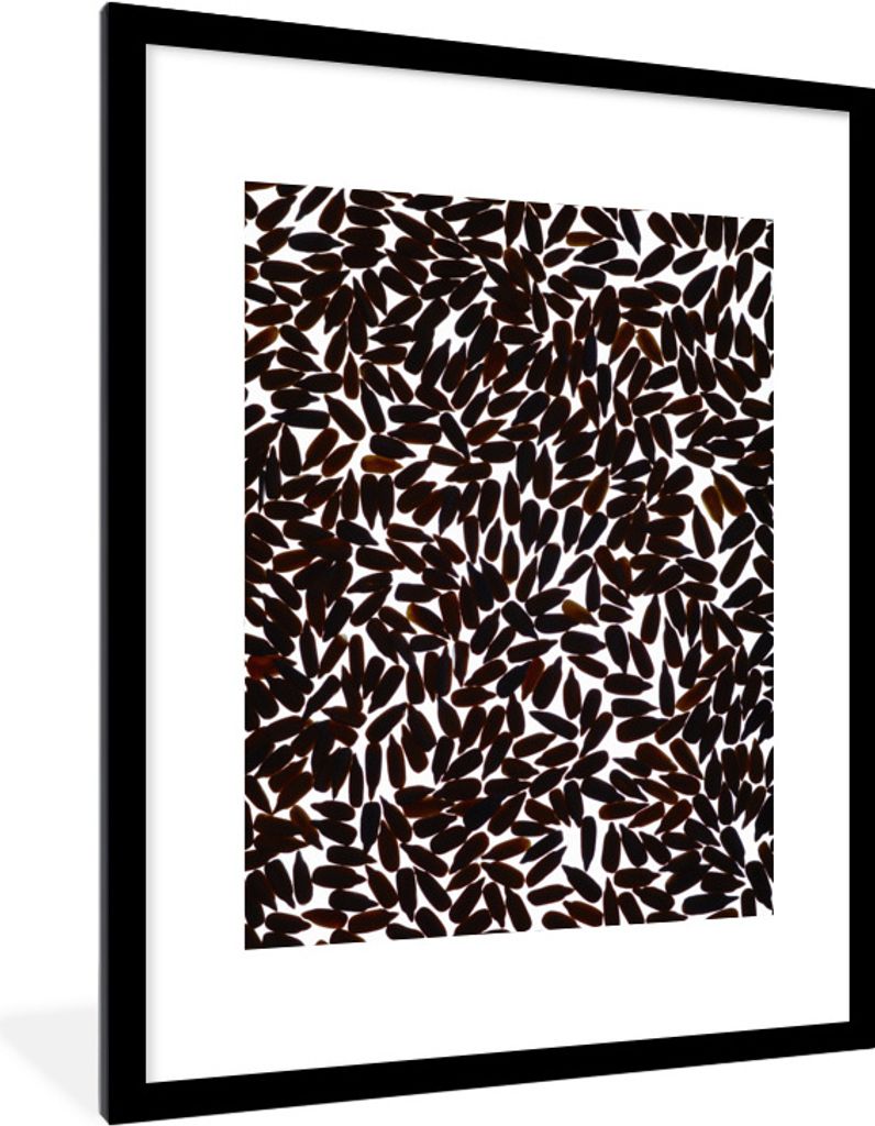 MuchoWow Gerahmtes Poster Schwarze Sonnenblumenkern-Silhouetten 60x80 cm - Poster mit Schwarzem Bilderrahmen Wandposter Rahmen Foto Bilder - Wohn...