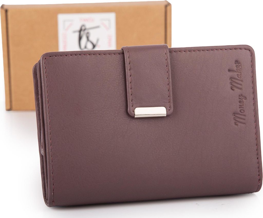 Money Maker Damen Geldbörse Echtleder RFID Kartenfach Mauve