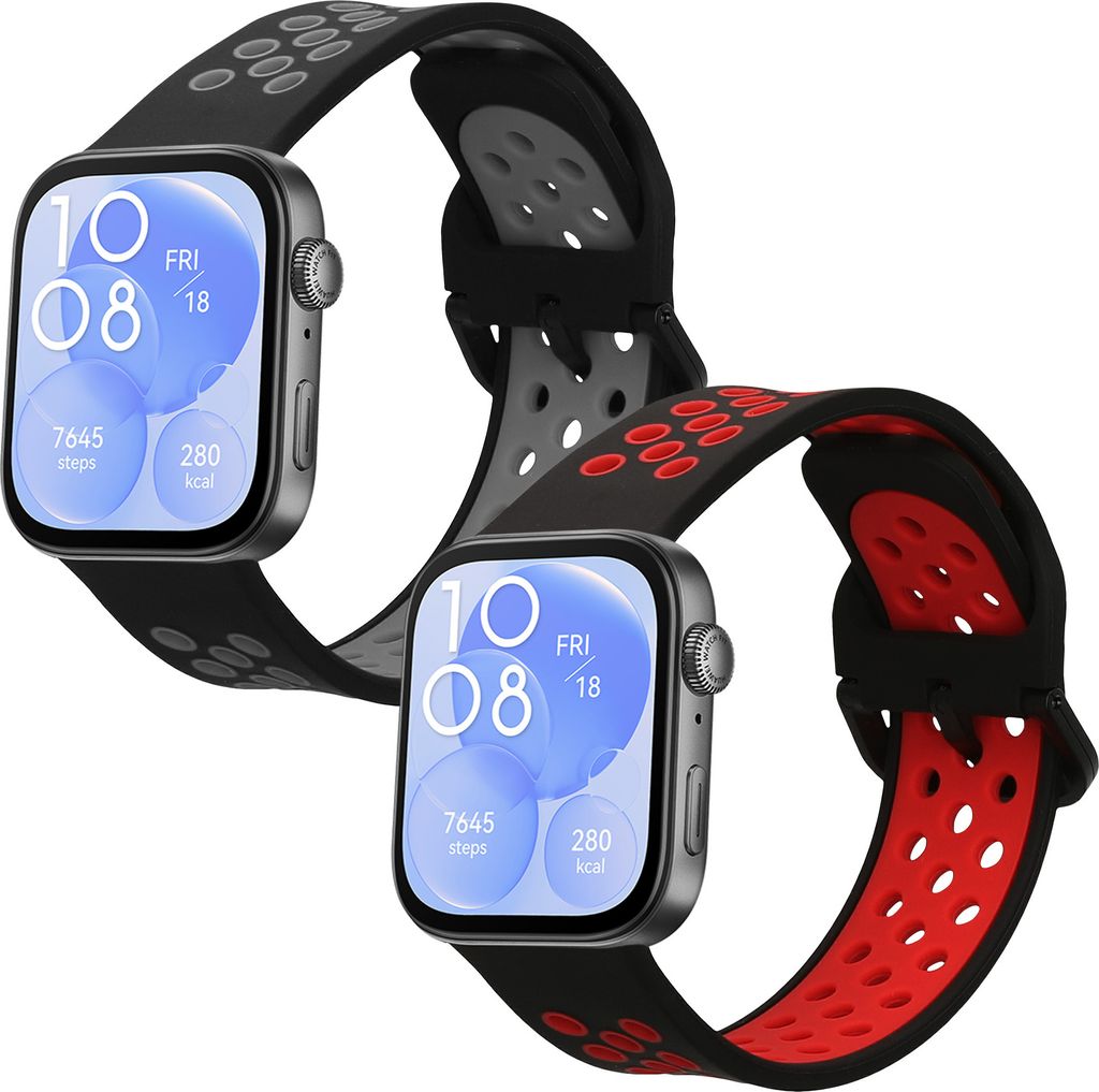 kwmobile 2x Sportarmband kompatibel mit Huawei Watch Fit 3 / Fit 4 Armband - Fitnesstracker Band Set aus TPU Silikon