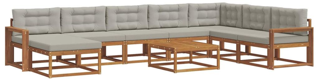 (Robust Möbel)Outdoor-Sofa garnitur moderne - Balkonmöbel/Gartenlounge-Set - robust und langlebig - mit Kissen 9 pcs Natürlich und Hellgrau - Ga...