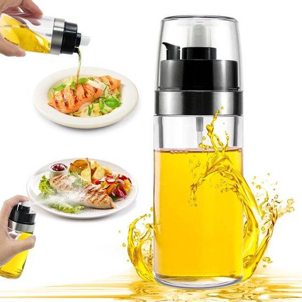 Oliefüllfass 150 ml, 2-in-1 Sprüh- und Trichterflasche für das Kochen, Ölspender, Sprühöl und Öl- und Gewürzdüse