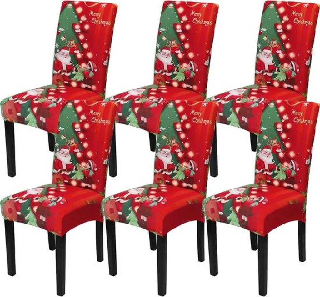 Lot de 6 housses de chaise sapin de Noël et bougeoirs intégrés amovibles