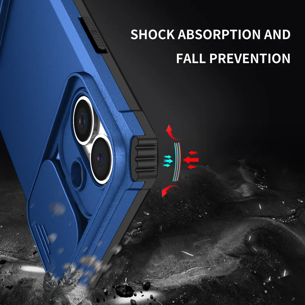 Cover Blu iPhone 16 Plus: Protezione Camera e Stand Magnetico - 6