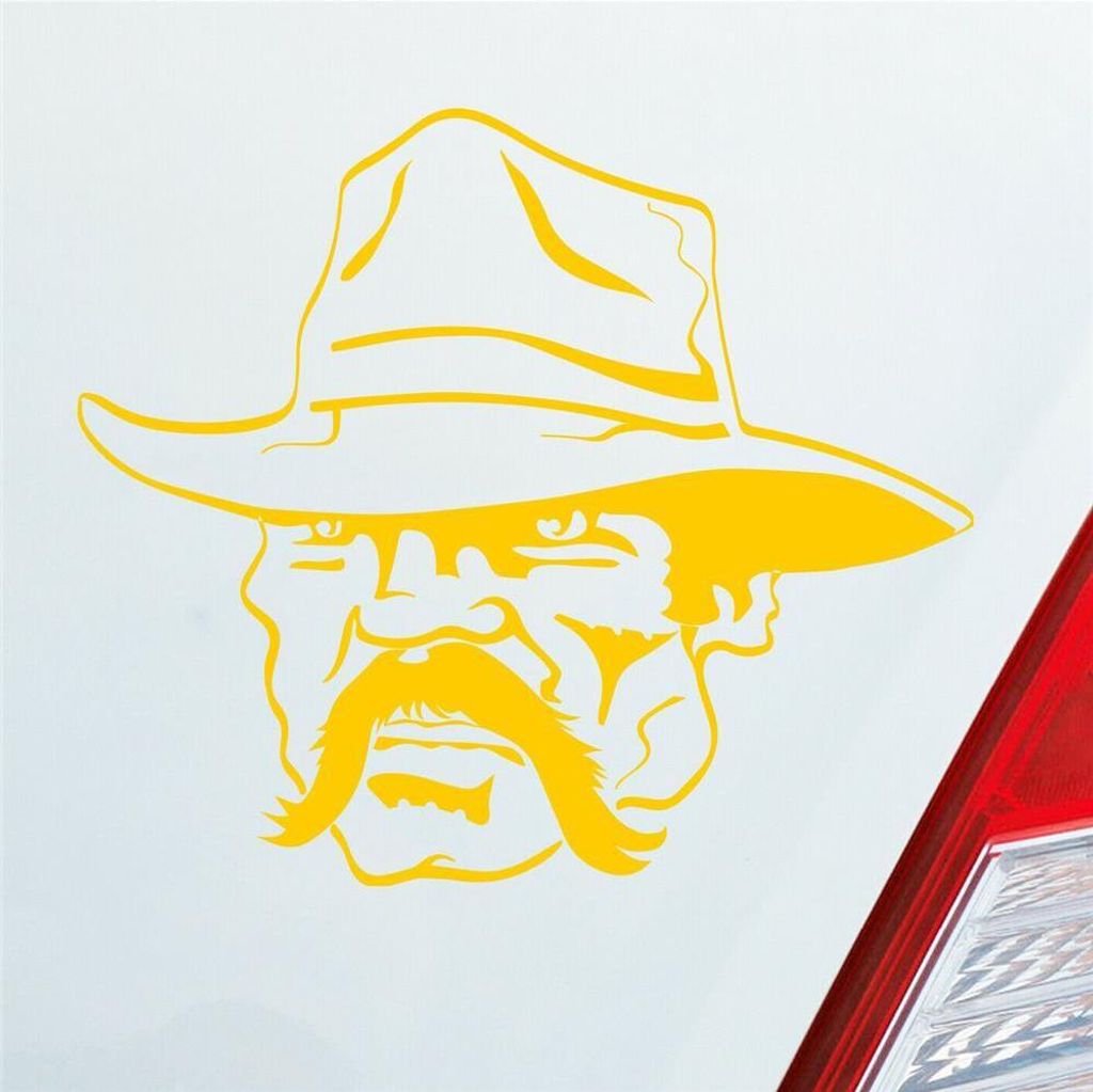 Auto Aufkleber Cowboy Reiter Western Wilder Westen USA 11x10 cm Gelb Sticker Heckscheibenaufkleber