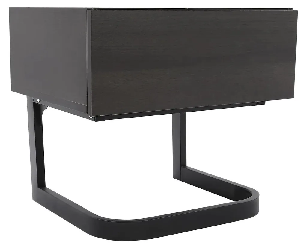 Table de chevet noir gain de place, structure stable MDF et acier