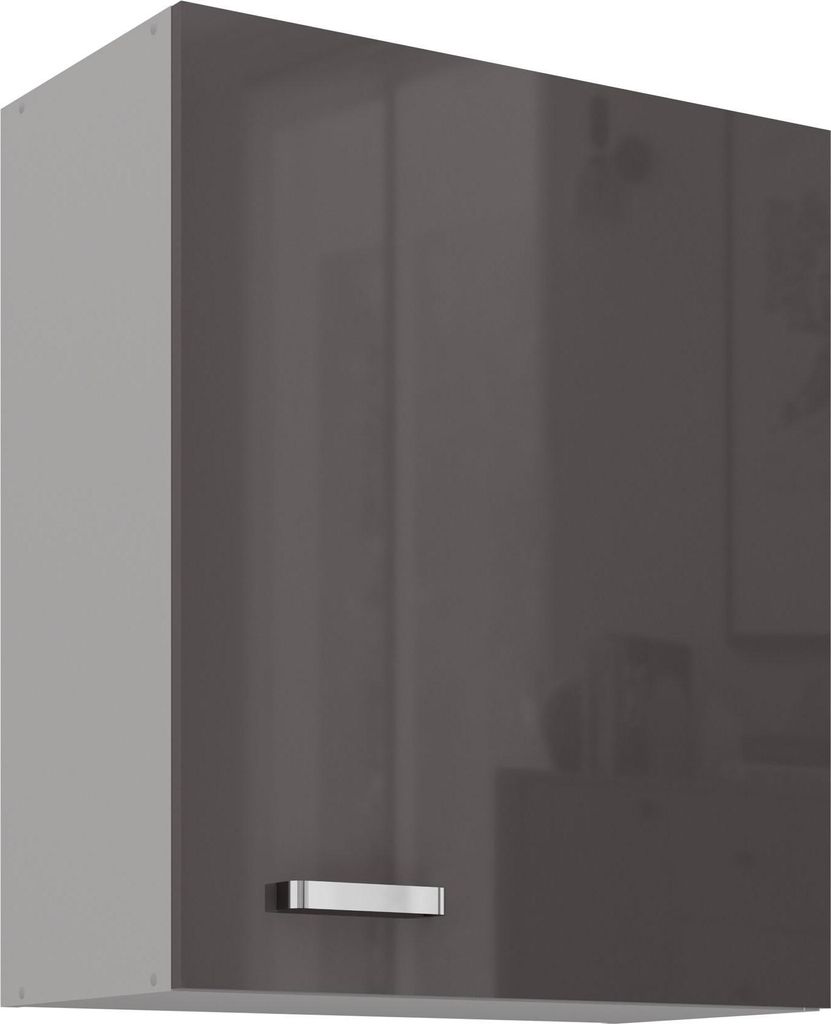 Küchen Hängeschrank 60 Hochglanz Grau Küchenzeile Küchenblock Küche Grey Bianca