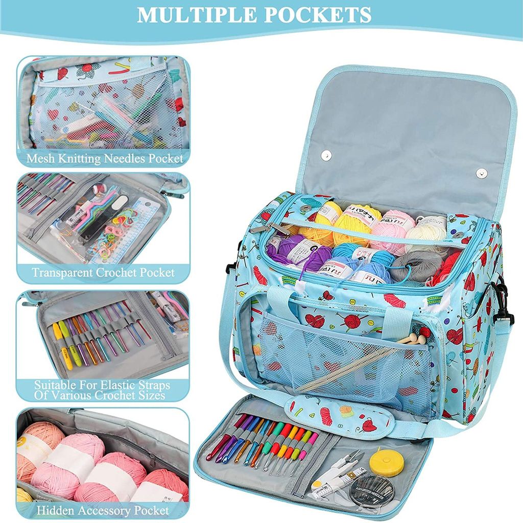 Häkel-Tasche Mit Blumenmuster - Aufbewahrung Für Strickzubehör