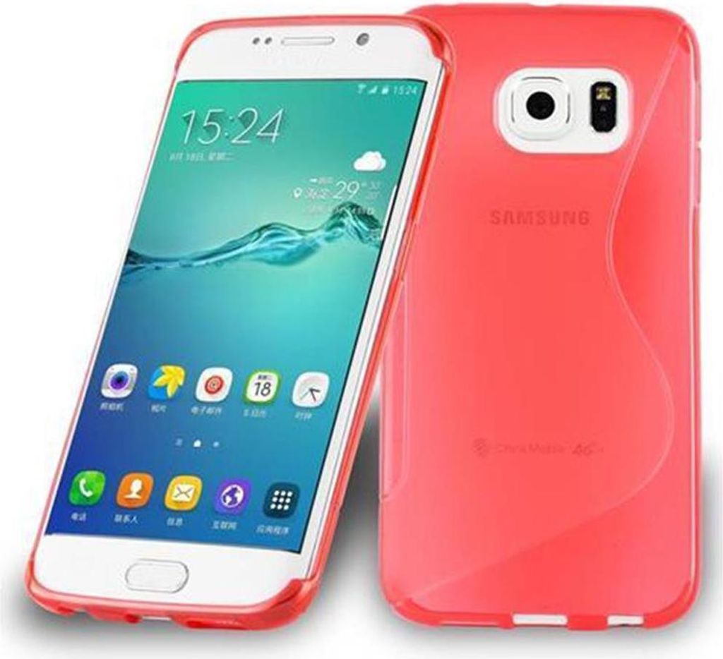 Cadorabo Schutzhülle für Samsung Galaxy S6 EDGE Hülle in Rot Handyhülle Case TPU Silikon Etui