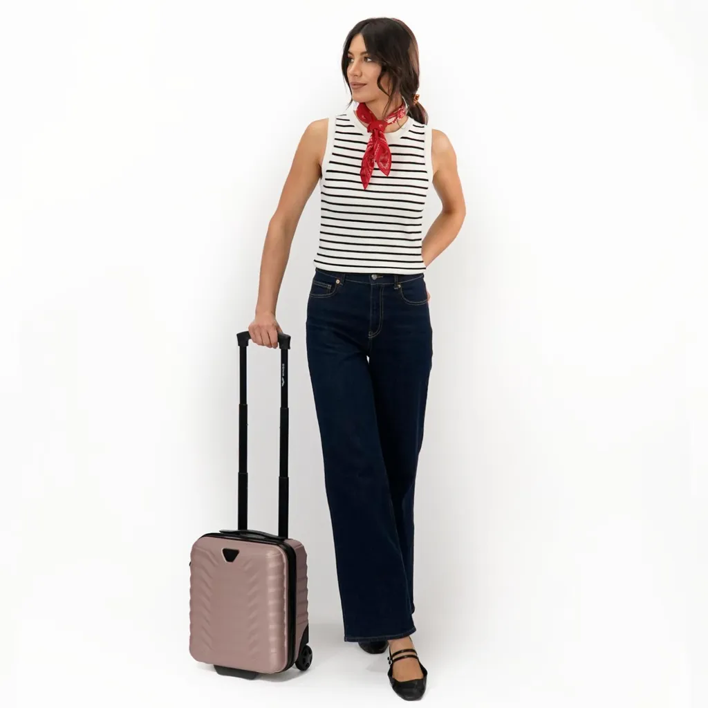 Valise cabine pour voyage avion, rigide en ABS rose, serrure à code - 2