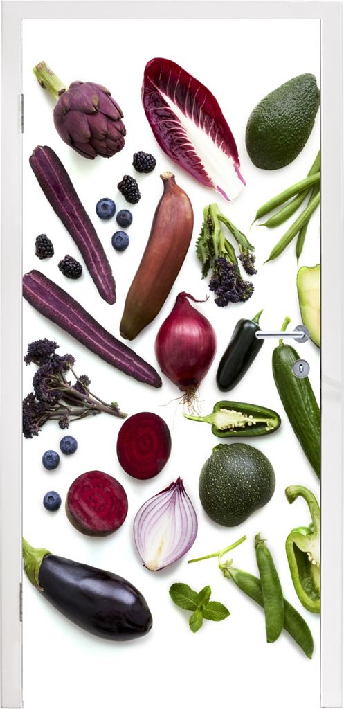 MuchoWow Türtapete Selbstklebende Türfolie Gemüse - Obst - Regenbogen 85x205 cm Türposter Türaufkleber Klebefolie Türklebefolie - Türverzi...